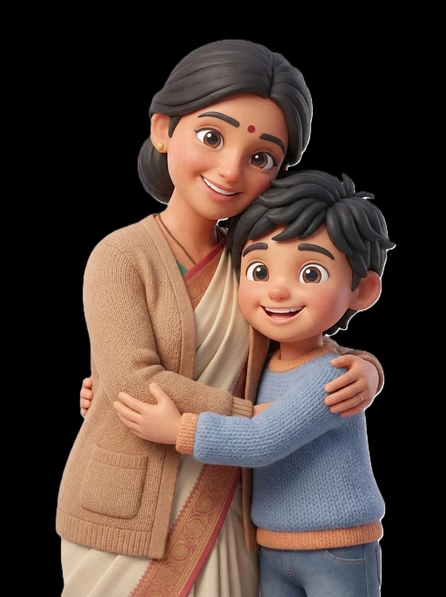 A mother hugging her child, celebrating her exam results